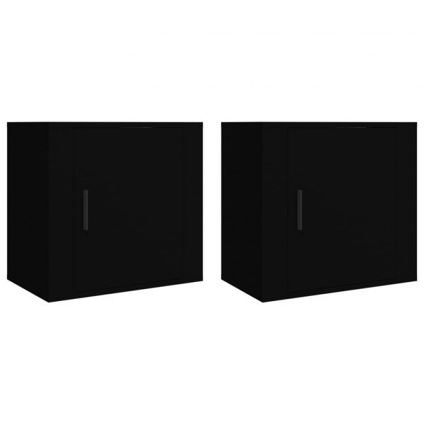 Mesitas de noche de pared 2 uds negro 50x30x47 cm M 2