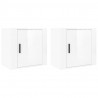 Mesitas de noche de pared 2 uds blanco brillante 50x30x47 cm 2