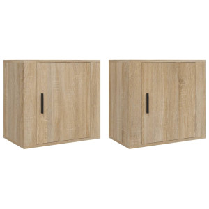 Mesitas de noche de pared 2 uds color roble Sonoma 50x30x47 cm H