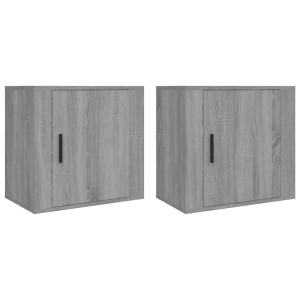 Mesitas de noche de pared 2 uds gris Sonoma 50x30x47 cm H