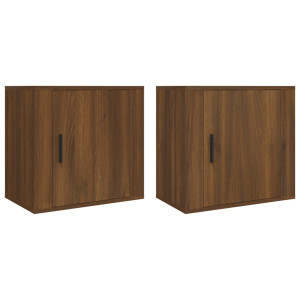 Mesitas de noche de pared 2 uds roble marrón 50x30x47 cm H