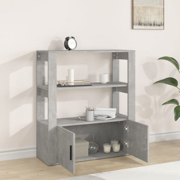 Aparador de madera contrachapada gris hormigón 80x30x90 cm M 3