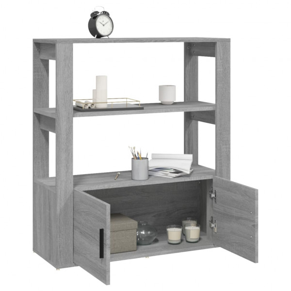 Aparador de madera contrachapada gris Sonoma 80x30x90 cm M 5