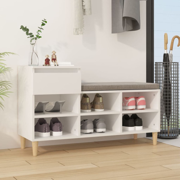 Mueble zapatero madera contrachapada blanco 102x36x60 cm D