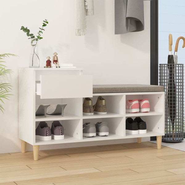 Mueble zapatero madera contrachapada blanco 102x36x60 cm M 3
