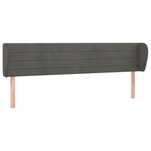 Cabeceira de cama c/ abas veludo 163x23x78/88cm cinzento-escuro H