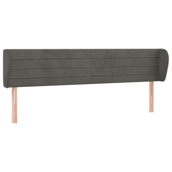 Cabeceira de cama c/ abas veludo 163x23x78/88cm cinzento-escuro M 2