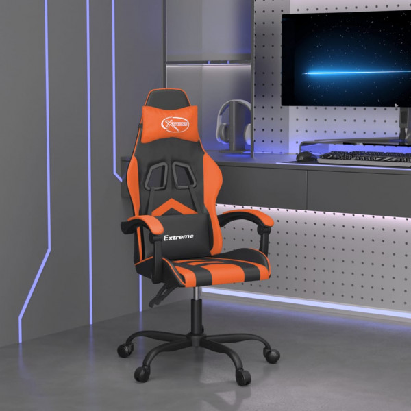Silla gaming cuero sintético negro y naranja D
