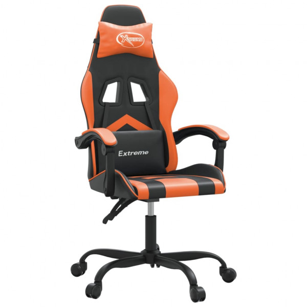 Cadeira gamer em couro sintético preto e laranja M 2