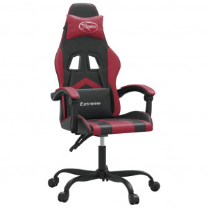 Silla gaming giratoria cuero sintético negro y rojo vino tinto H