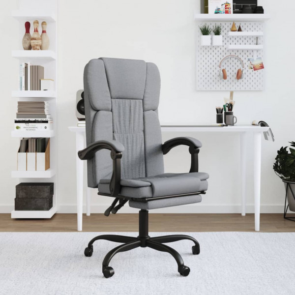 Silla de oficina reclinable de tela gris claro D
