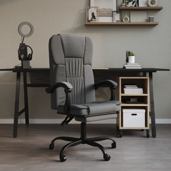 Silla de oficina reclinable de tela gris oscuro D