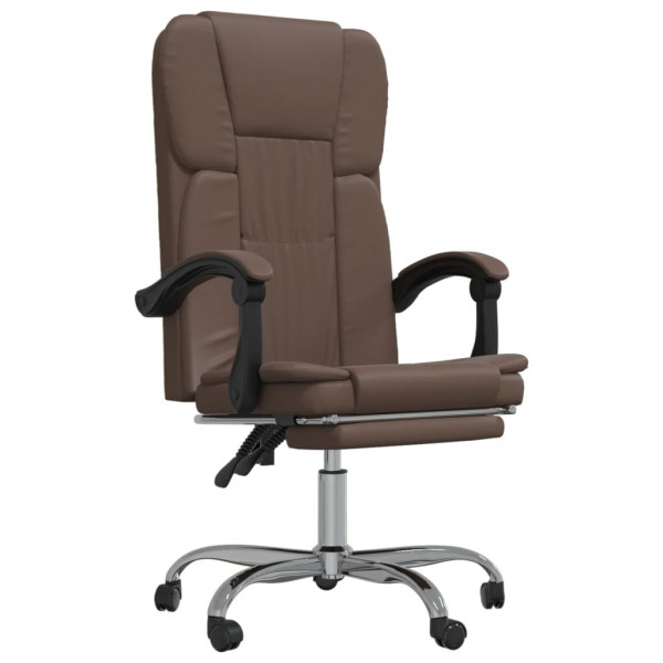 Silla de oficina reclinable cuero sintético marrón M 2