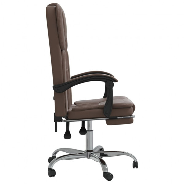 Silla de oficina reclinable cuero sintético marrón M 4