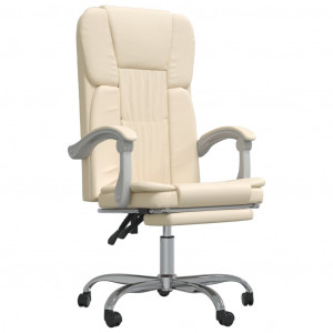 Silla de oficina reclinable cuero sintético crema H