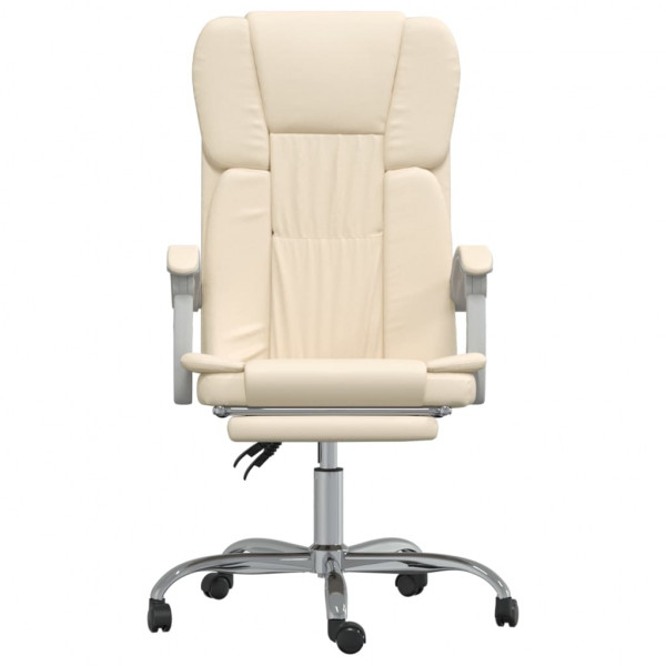Silla de oficina reclinable cuero sintético crema M 3