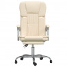 Silla de oficina reclinable cuero sintético crema 3
