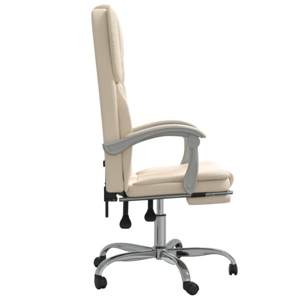 Silla de oficina reclinable cuero sintético crema M 4