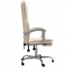 Silla de oficina reclinable cuero sintético crema 4