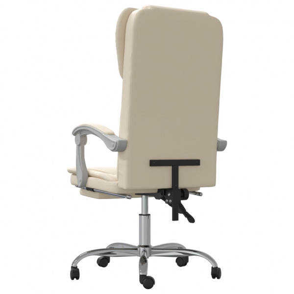 Silla de oficina reclinable cuero sintético crema M 5