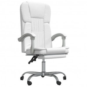 Silla de oficina reclinable cuero sintético blanco H