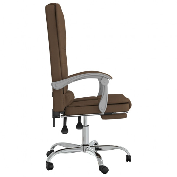 Silla de oficina reclinable con masaje de tela marrón M 4