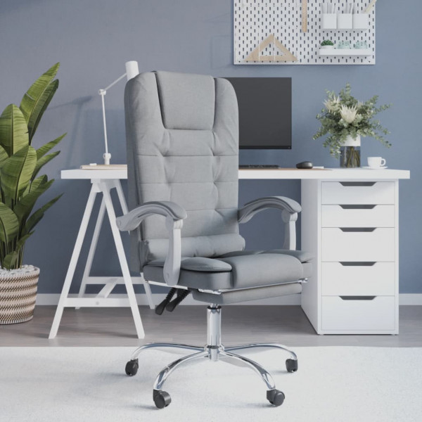 Silla de oficina reclinable con masaje de tela gris claro M 5