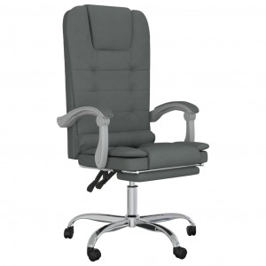 Silla de oficina reclinable con masaje de tela gris oscuro H