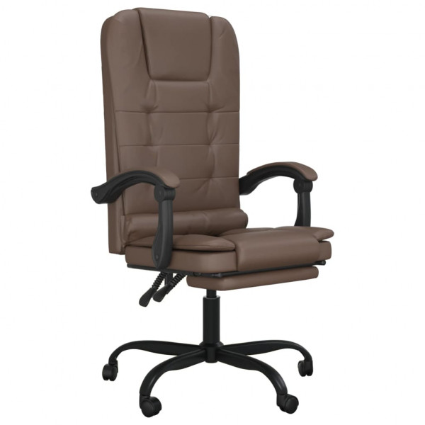 Silla de oficina reclinable masaje cuero sintético marrón M 2