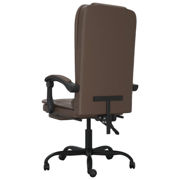 Silla de oficina reclinable masaje cuero sintético marrón M 5