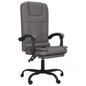 Silla de oficina reclinable masaje cuero sintético gris H