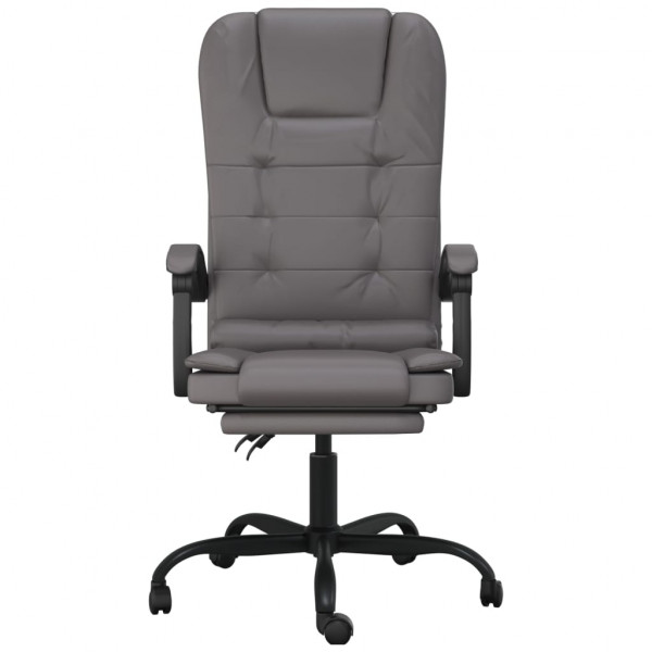 Silla de oficina reclinable masaje cuero sintético gris M 3
