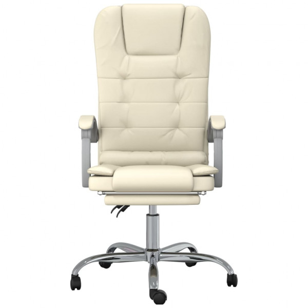 Silla de oficina reclinable masaje cuero sintético color crema M 3