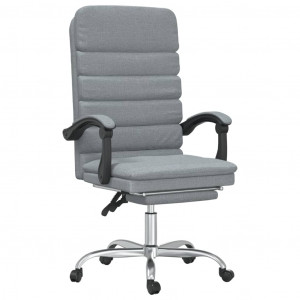 Silla de oficina reclinable con masaje de tela gris claro H