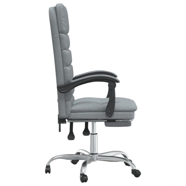 Silla de oficina reclinable con masaje de tela gris claro M 4