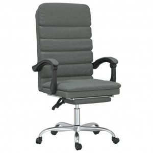 Silla de oficina reclinable con masaje de tela gris oscuro H