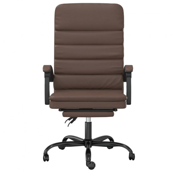 Silla de oficina reclinable masaje cuero sintético marrón M 3