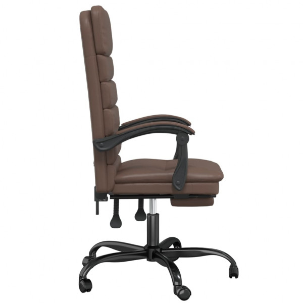 Silla de oficina reclinable masaje cuero sintético marrón M 4