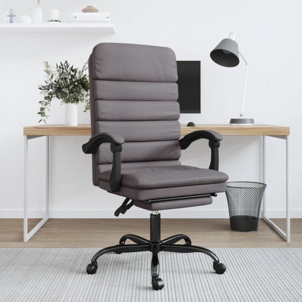 Silla de oficina reclinable masaje cuero sintético gris D