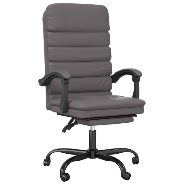 Silla de oficina reclinable masaje cuero sintético gris M 2