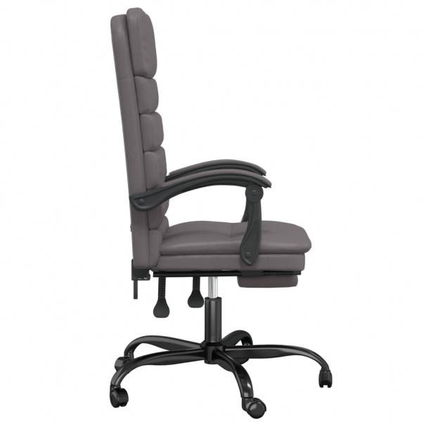 Silla de oficina reclinable masaje cuero sintético gris M 4