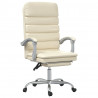 Silla de oficina reclinable masaje cuero sintético color crema 2
