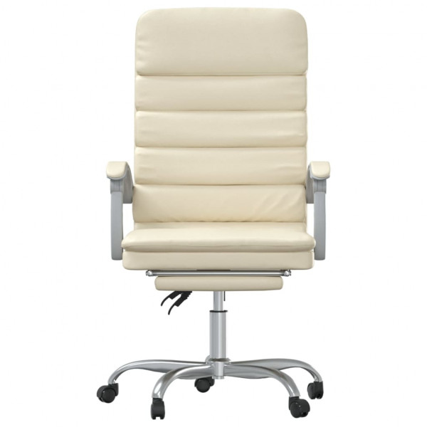 Silla de oficina reclinable masaje cuero sintético color crema M 3