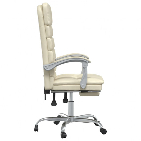 Silla de oficina reclinable masaje cuero sintético color crema M 4