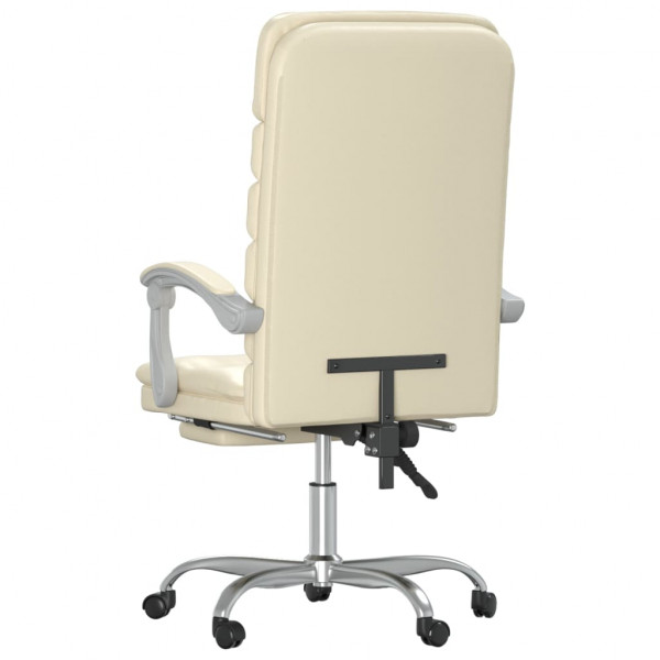 Silla de oficina reclinable masaje cuero sintético color crema M 5