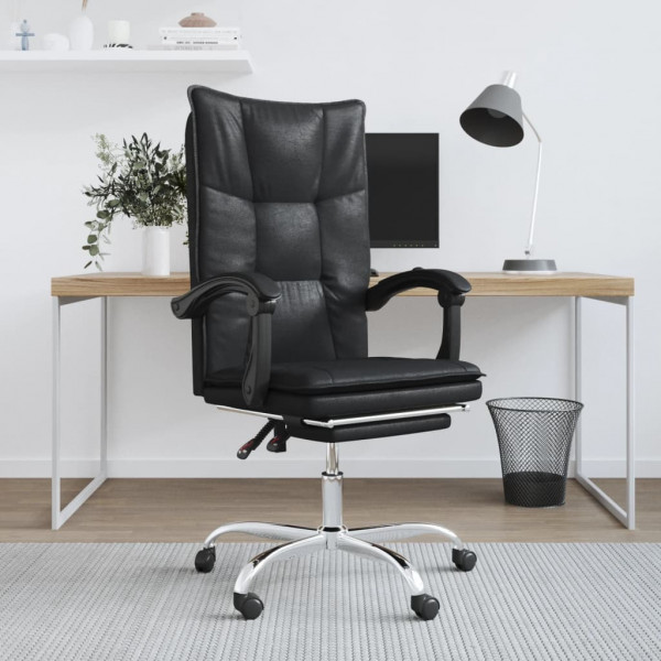 Silla de oficina reclinable cuero sintético negro D