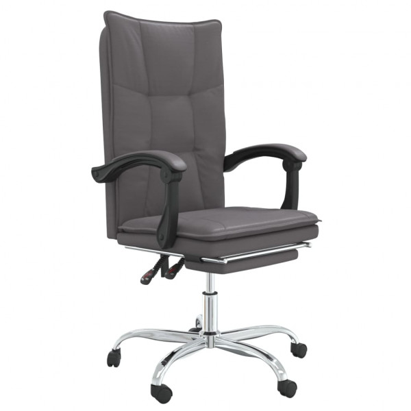 Silla de oficina reclinable cuero sintético gris M 2