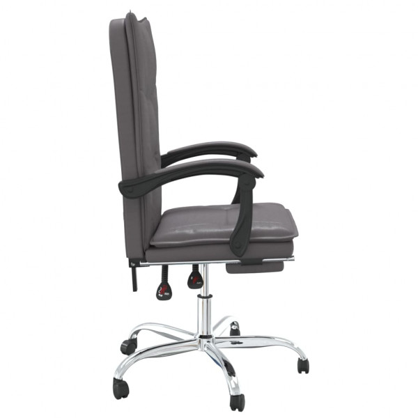 Silla de oficina reclinable cuero sintético gris M 4