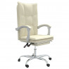 Silla de oficina reclinable cuero sintético crema 2
