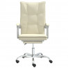 Silla de oficina reclinable cuero sintético crema 3